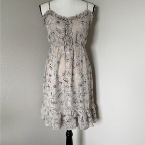 Romy Cream and Black Floral Midi Dress